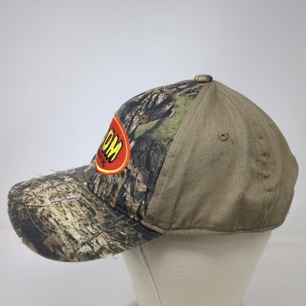 Zoom Bait Company Woodland Camo Logo Baseball Cap Brown Green One Size Hat Strap - Picture 3 of 9